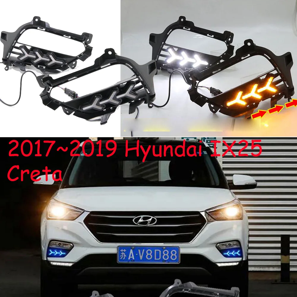 

1set Bumper headlight Creta for Hyundai IX25 daytime light 2017~2019y car accessories LED DRL headlamp for IX25 fog light