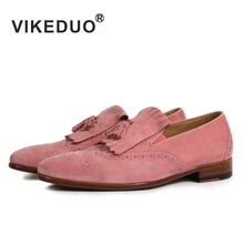 VIKEDUO Luxury Brand Fashion Men’s Shoes Tassel Hollow Handmade Loafers Casual Suede Genuine Leather medusa Male Shoe Footwear