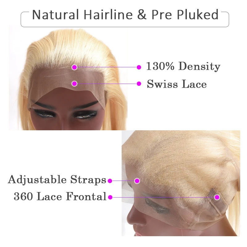 AliAfee Hair #613 цвет бразильские Прямые предварительно выщипанные 360 светлые