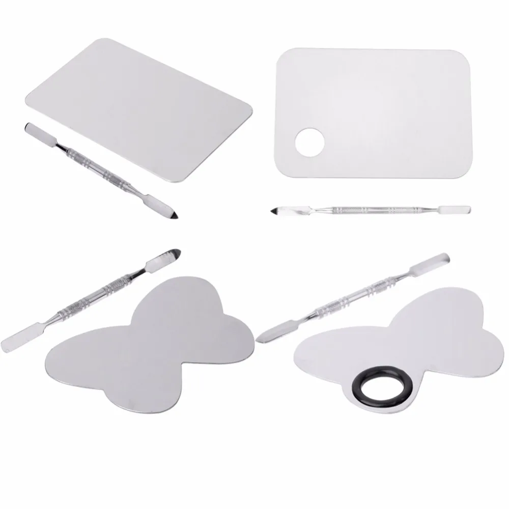 

Makeup Stainless Steel/Acrylic Makeup Palette Plate Spatula Rectangle Butterfly Eyeshadow Nail Polish Color Mixing Palette Plate