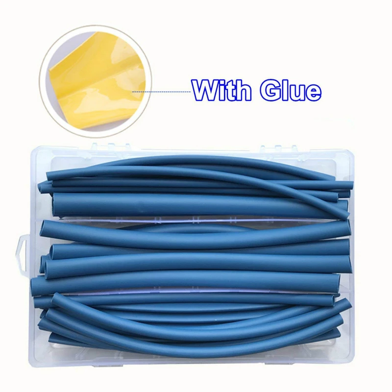 

New 1kit PVC Heat Shrinkable Shrink Tubing krimpkous 6 Size 18cm Insulation Wrap Sleeving Blue Dual Wall Tube Car Cable sleeves