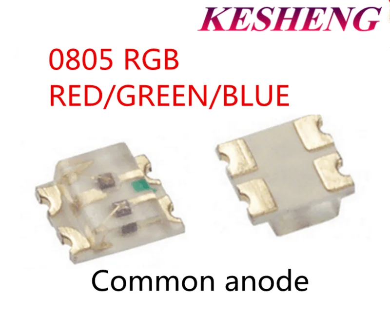 50 шт. SMD 0805 (2012) трехцветный RGB 20 мА красный зеленый синий ультра яркий светодиодный