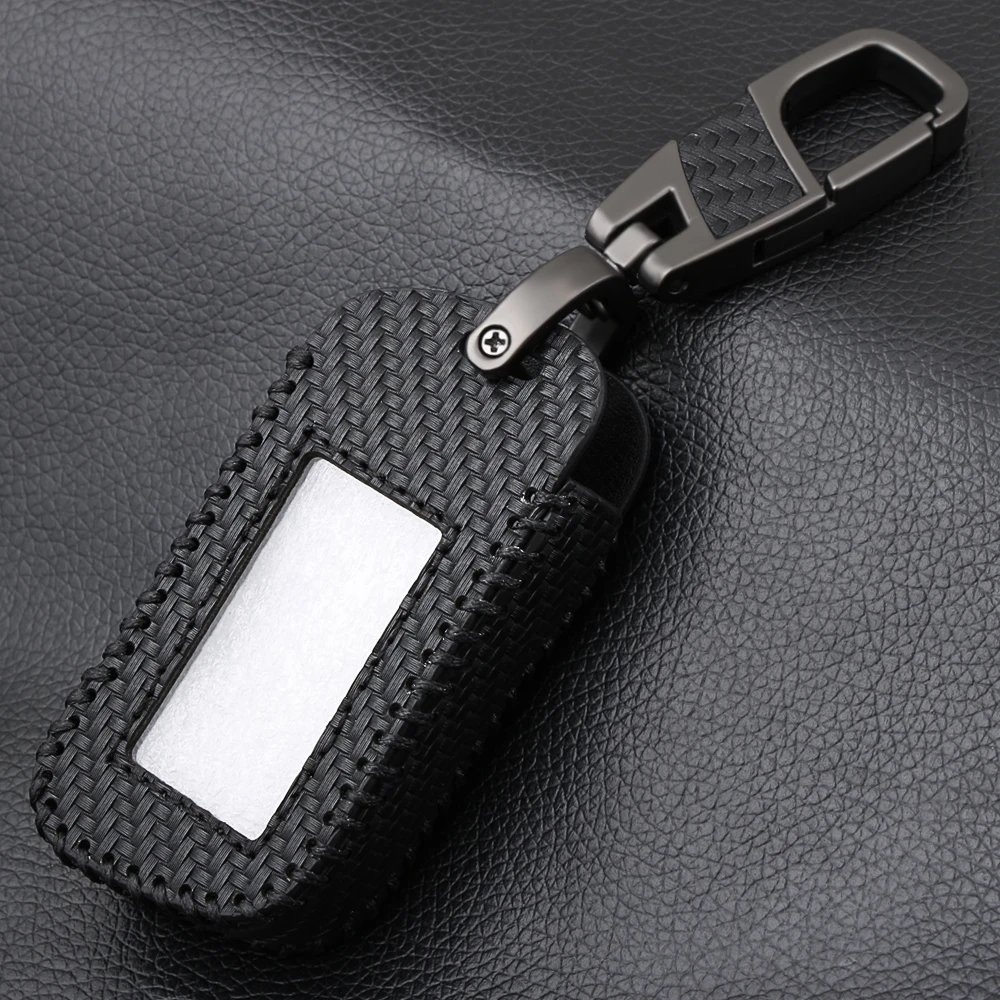 Remote Control Case Cover Carbon Fiber Style Leather Case Starline A93 A63 Car alarm Remote Controller LCD Keychain Cover