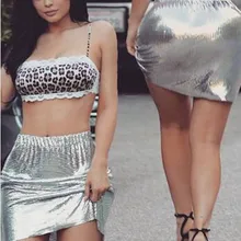 Сексуальные женские юбки с блестками из мягкого металла, Золотая и серебристая цветная юбка, женские вечерние мини-юбки, качественный двухканальный модуль одежда для бега