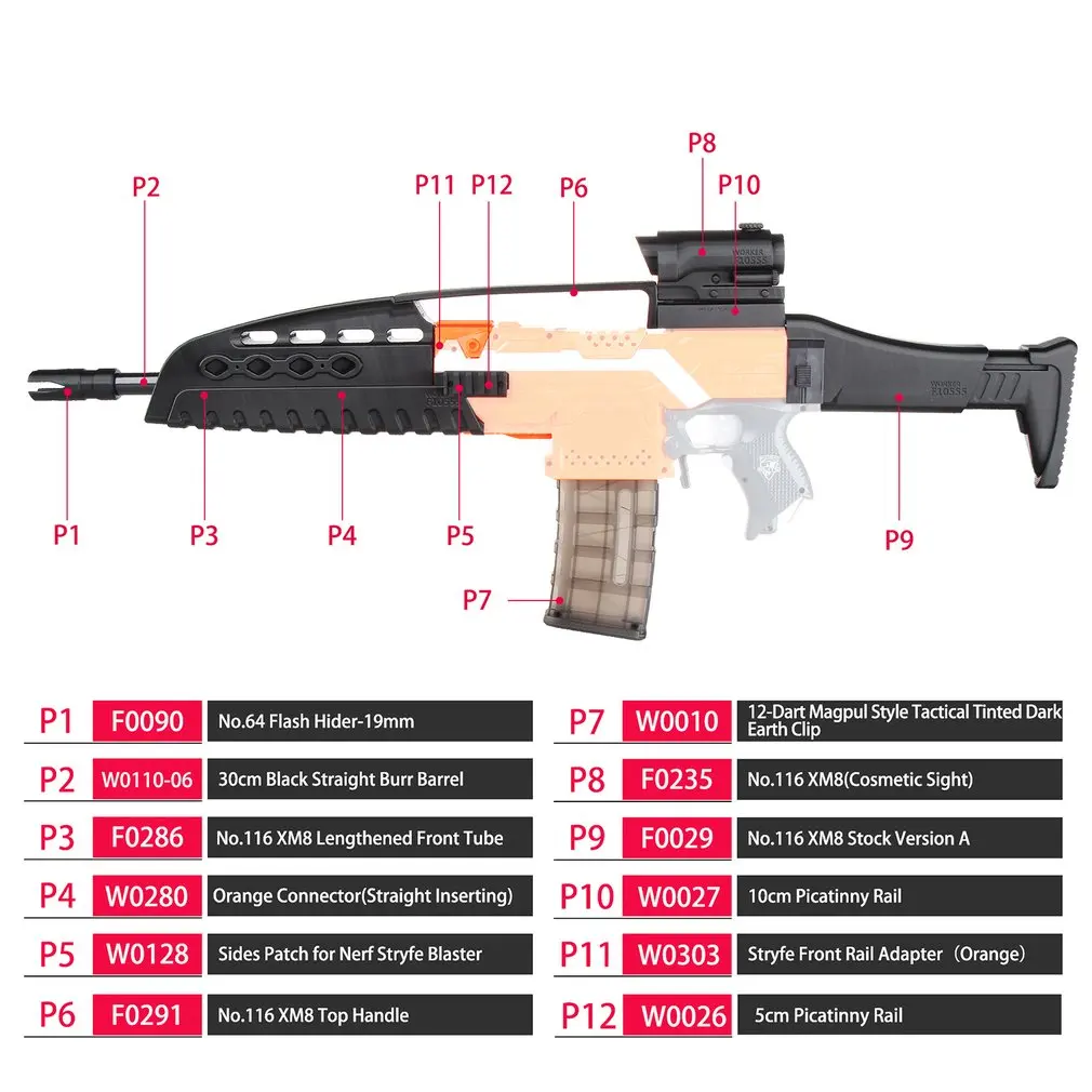 Мод XM8 имитация комплект 3D печать украшения Высокопрочный пластик для Stryfe изменить игрушки для Nerf части пистолет игрушка аксессуар подарок