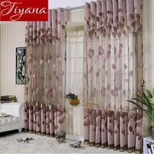 Leaves Pattern Sheer Panel Window Curtains Voile Yarn For Modern Living Room Bedroom Curtains Tulle Custom Made T&347 #20