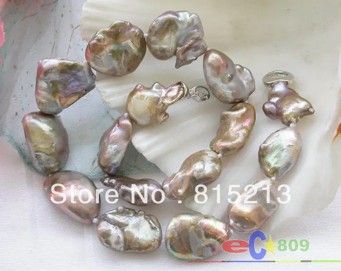 

ddh001434 HUGE Lustre 17" 23mm LAVENDER baroque keshi reborn PEARL NECKLACE