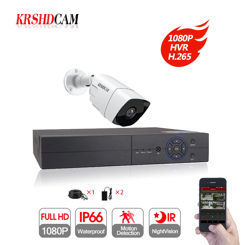 

1CH 1080P AHD kit H.265 DVR AHD Camera bullet outdoor P2P HDMI Video Surveillance CCTV System Waterproof Security Cameras