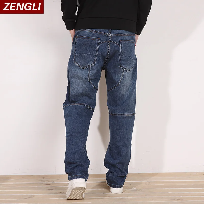 ZENGLI Blue Jeans Men New Straight Casual Jeans Men's Loose Elasticity Splice Cowboy Denim Trousers Man Jeans Plus Size 46 48 ZENGLI Blue Jeans Men New Straight Casual Jeans Men's Loose Elasticity Splice Cowboy Denim Trousers Man Jeans Plus Size 46 48