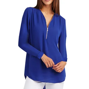 

2019 New Women Blouse Casual Harajuku Womens Casual Tops Shirt Ladies V Neck Zipper Loose BlouseTee Top S-5XL