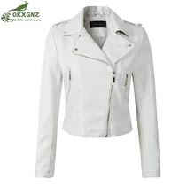 Высококачественная мотоциклетная куртка из искусственной кожи, женская зимняя и осенняя Новая модная куртка, 4 цвета, верхняя одежда на молнии, куртка, пальто okxgnz