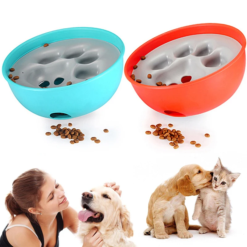 New Pet Dog Bowl Tumbler Slow Feeder Anti Leakage Food IQ Treat Ball Dog Toys for Pet Cat Food Water Feeding Dish Feeder