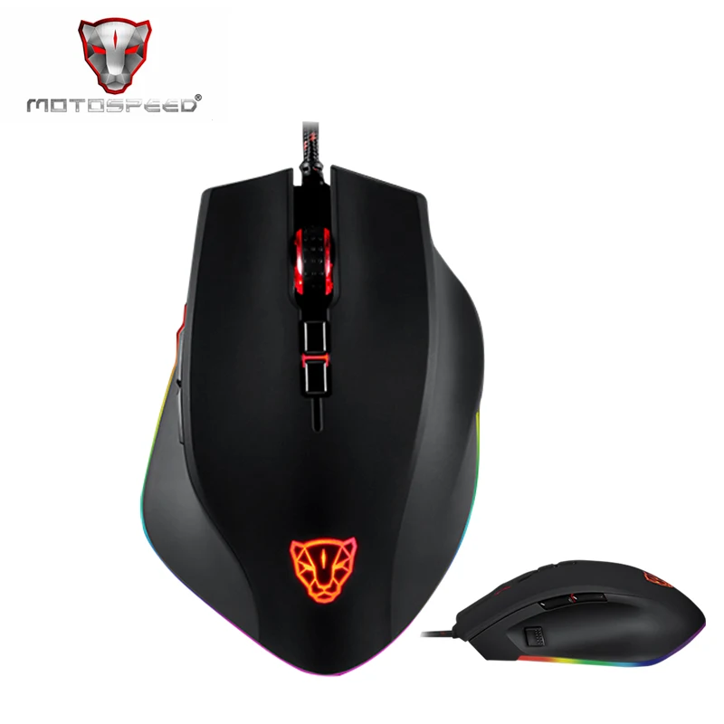Дешево Motospeed V80 5000 dpi оптическая RGB подсветка Проводная игровая мышь USB PMW3325 эргономичная геймерская мышь для ПК ноутбука PK V30 V40 V60 V70