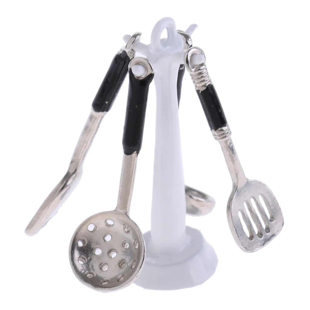 1:12 Dollhouse Miniature Toy Kitchen Metal Single Gas Stove Burner Cooker/Utensils Tool Set for Child Gift 1/12 Doll House Decor