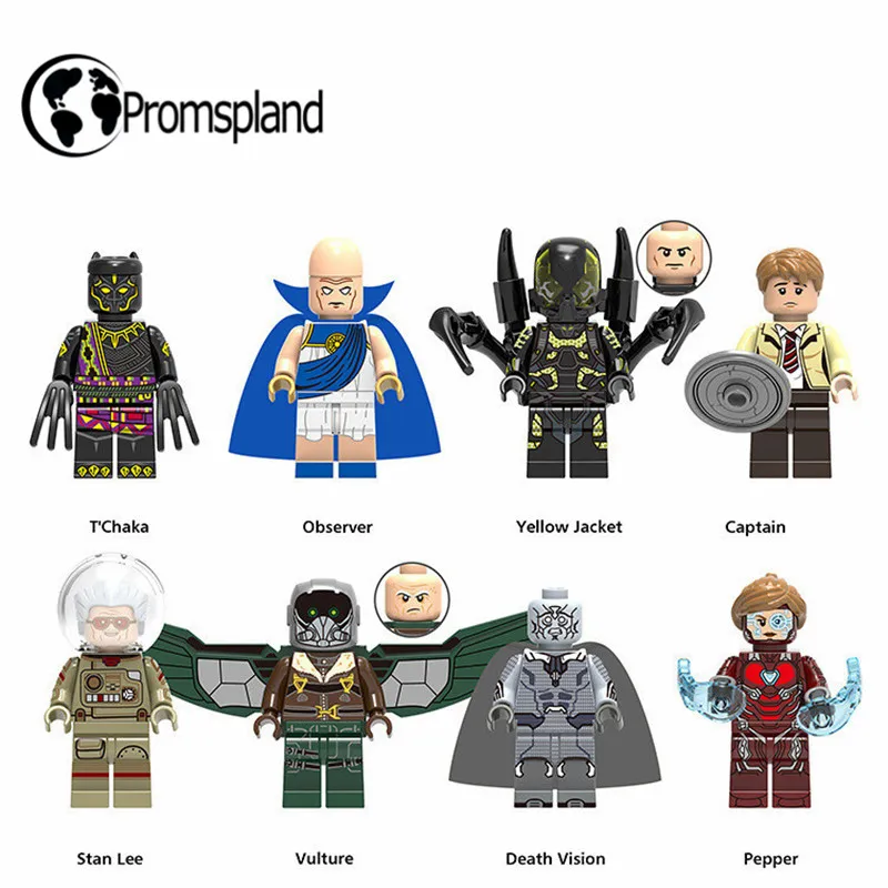 

8pcs Stan Lee/TChaka/Observer/Yellow Jacket/Captain Mini Figures Building Blocks Compatible With LegoINGlys Toys Gifts 4.5cm