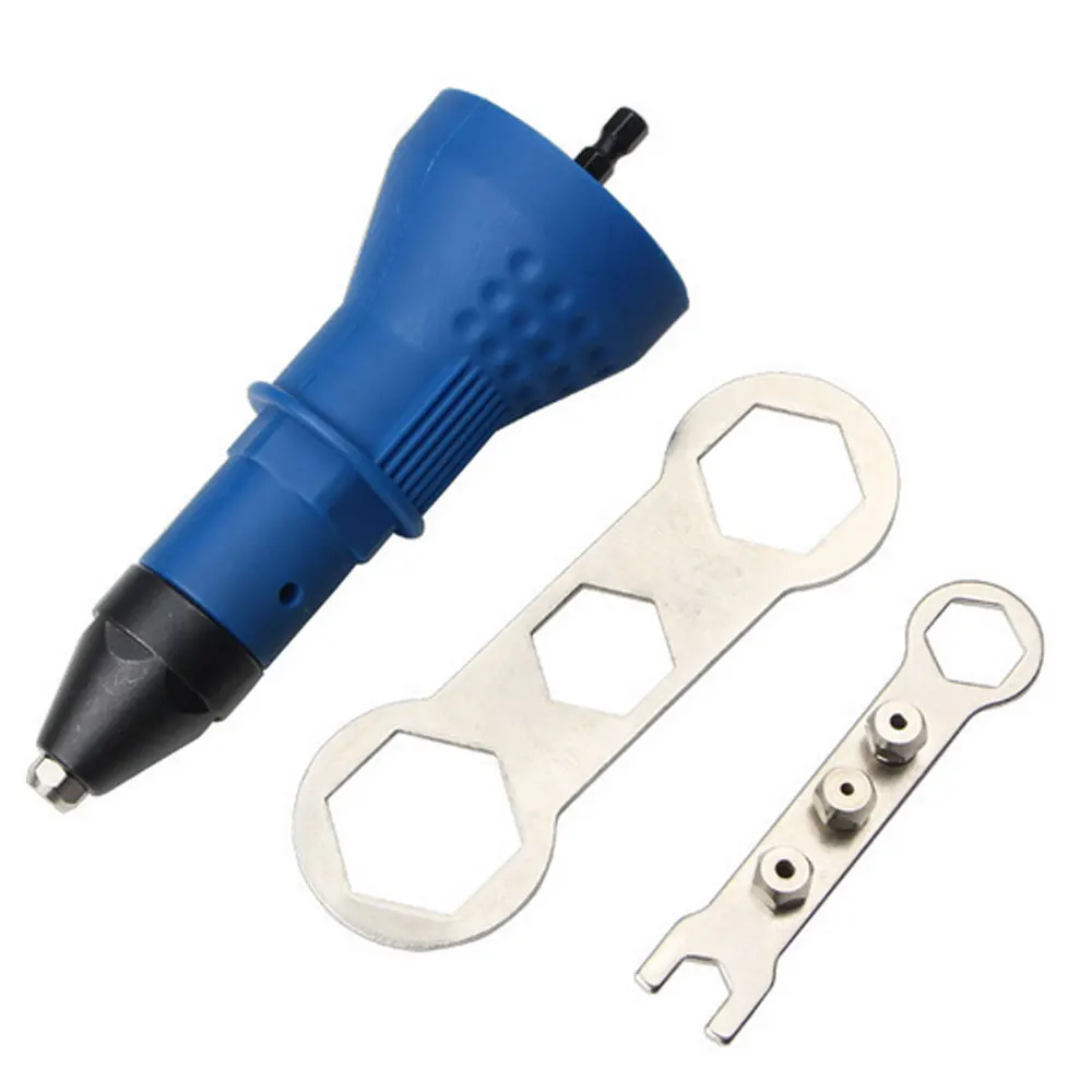 1 pc Blue Electric Rivet Adapter Riveting Tool Drill Adapter Insert Nut