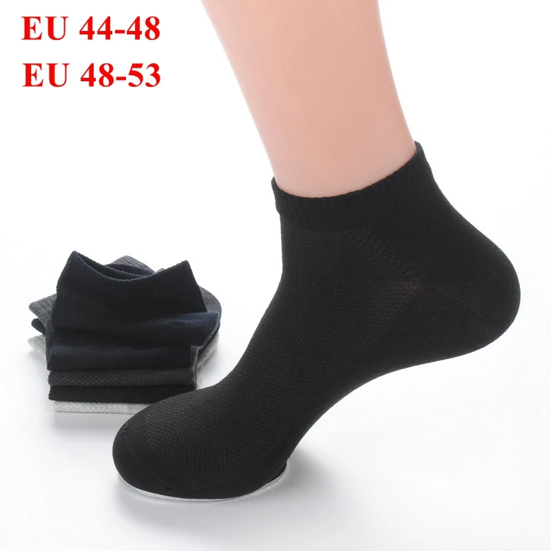 

6 Pairs Large Size EU 44-48 Mens Socks White Gray Blue Black Plus Large Size EU 48-53 Breathable Men's Cotton Socks with Mesh