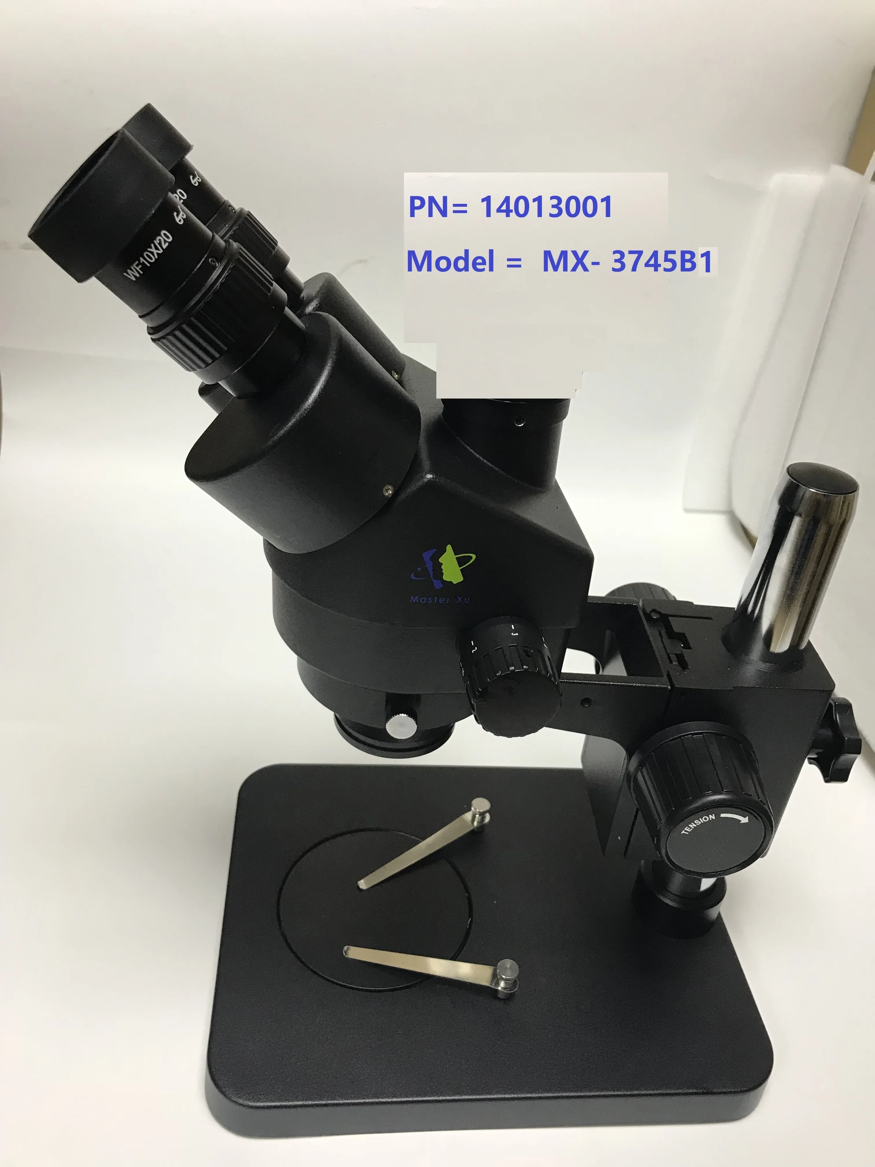 

black trinocular simulfocal stereo microscope MX- 3745B1 support 3.5X-90X by 0.5X /2X lens barlow auxiliary objective