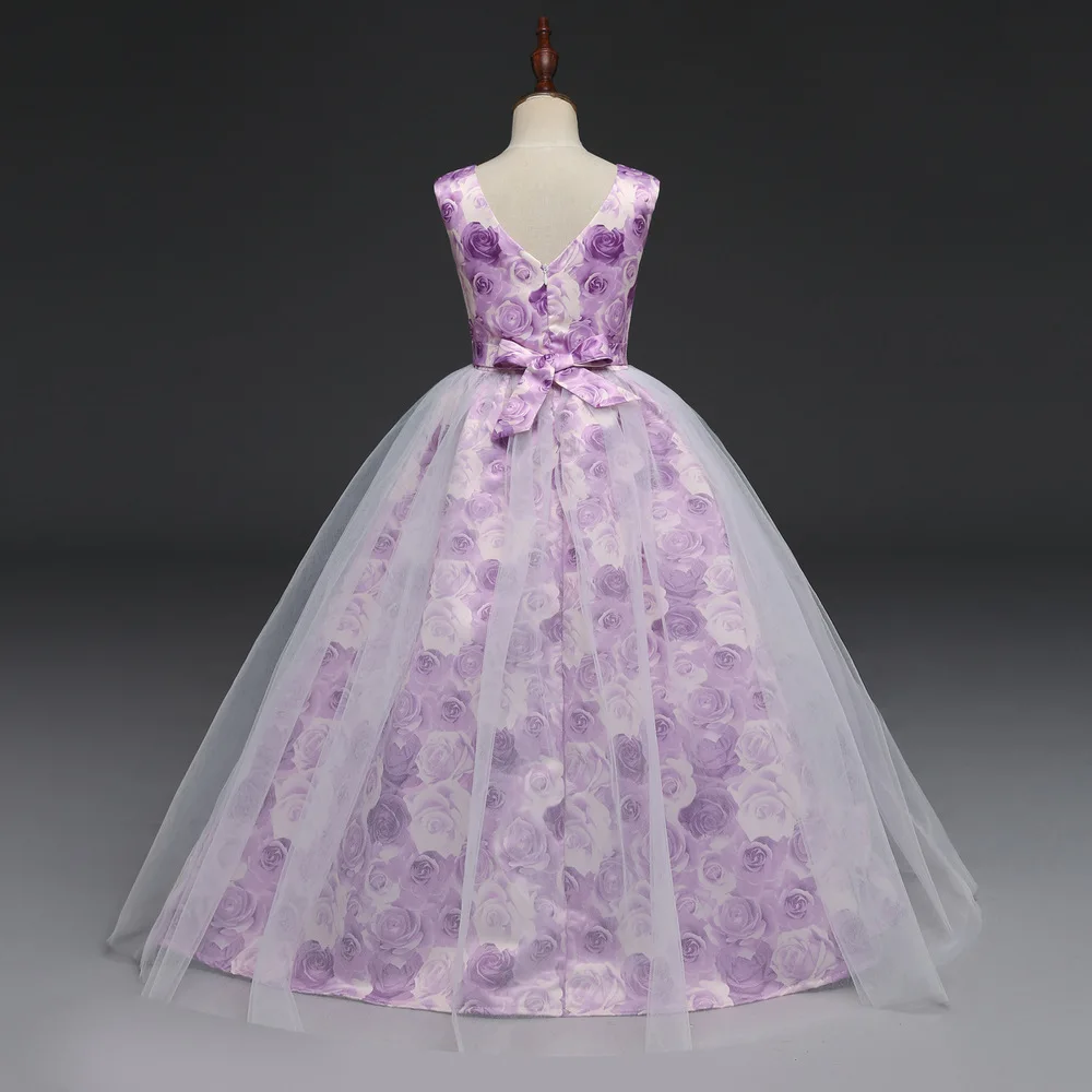 Подростковые Платья с цветочным узором для девочек 2018 Tule принцесса детская Свадебная вечерняя одежда формальная Вечеринка детское платье