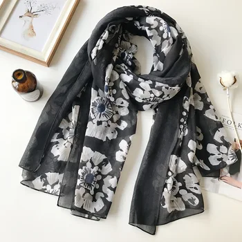 

Women Viscose Scarf Floral Print Design Large Wrap Girl Stylish Spring Summer Scarves [3010]