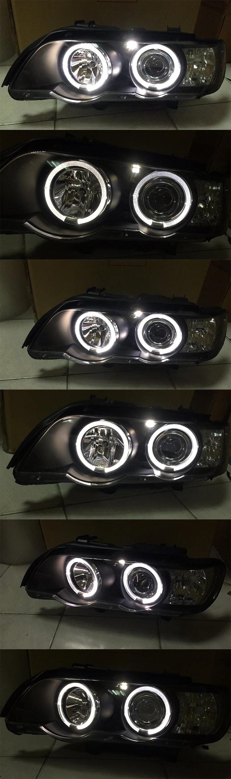 Для BMW X5 E53 светодиодные фары ангельские глазки 1999 2000 2001 2002 2003 год с HID комплект E53 передние лампы