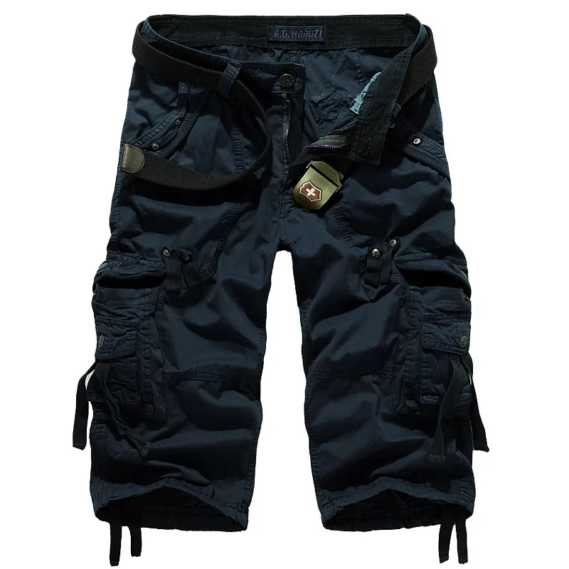 Kaufen 2019 sommer Cargo Shorts Männer Lässige Workout Militär Armee herren Shorts Multi tasche Kalb länge Kurze Hosen männer