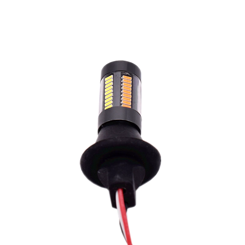 2pcs New WhiteAmber Switchback LED Bulbs Kit Car 1156 P21W BA15S 66 SMD Turn Signal Light Error Free Canbus with Resistor DRL6