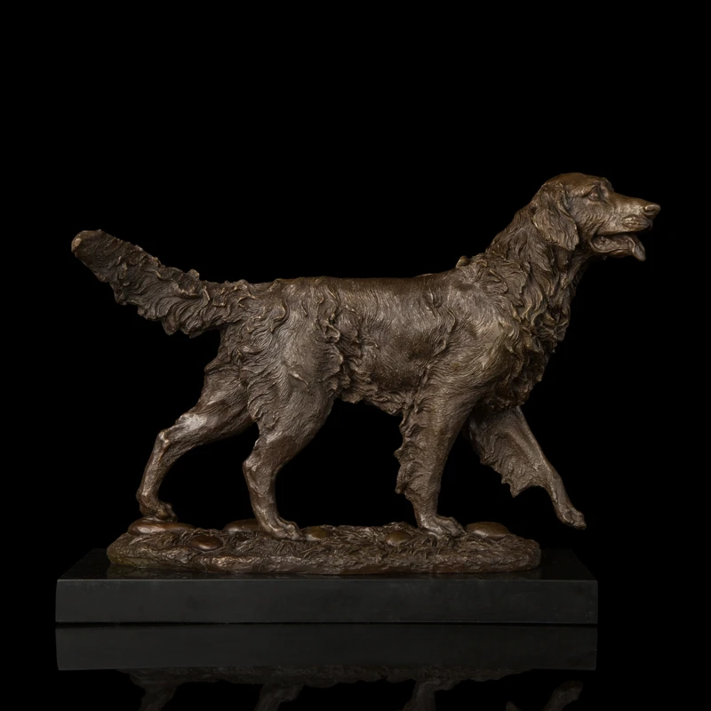 

Arts Crafts Copper Door to Door High Quality Bronze sculptures Golden Retriever Dog Statue Home Decoration CZW-040