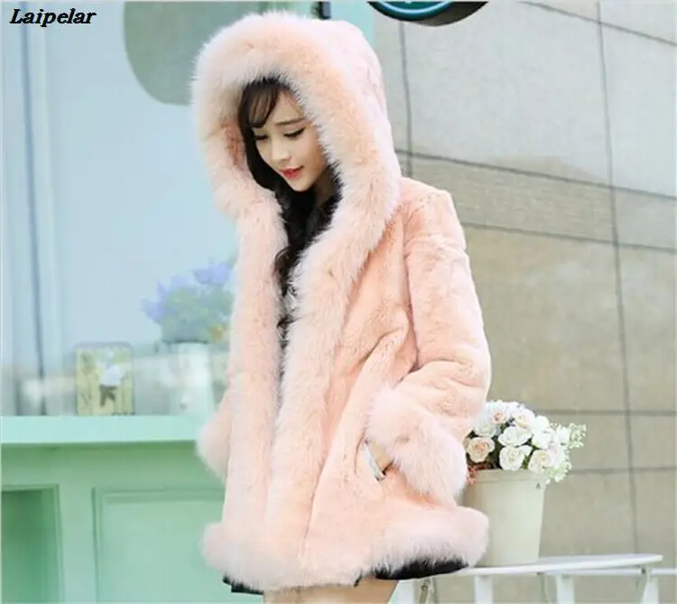 S-3XL норковые женские пальто зимняя новая модная шуба из искусственного меха элегантная Толстая Теплая Верхняя одежда куртка из искусственного меха - Цвет: Розовый