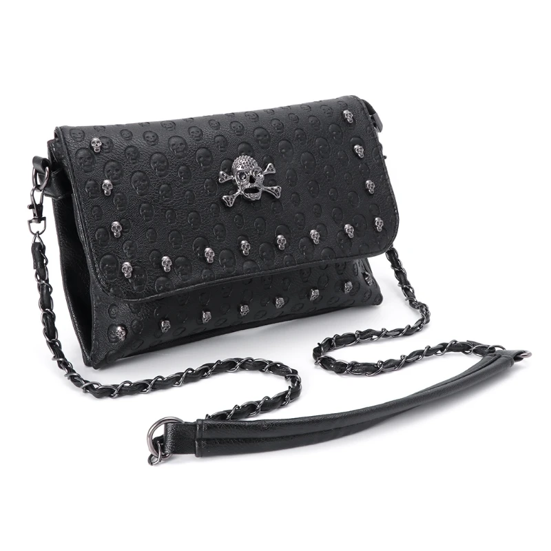 

Women Handbag Rivet Gothic Skull Bags Chain Messenger Crossbody Shoulder Bag