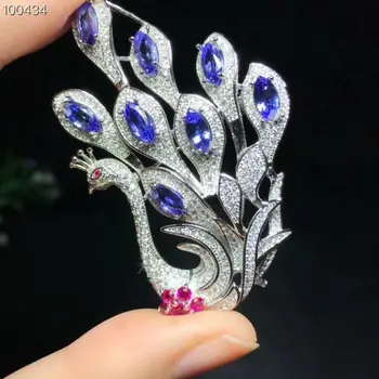 

Natural Tanzanite brooch luxury 925 sterling silver beautiful Phoenix exquisite jewelry gift