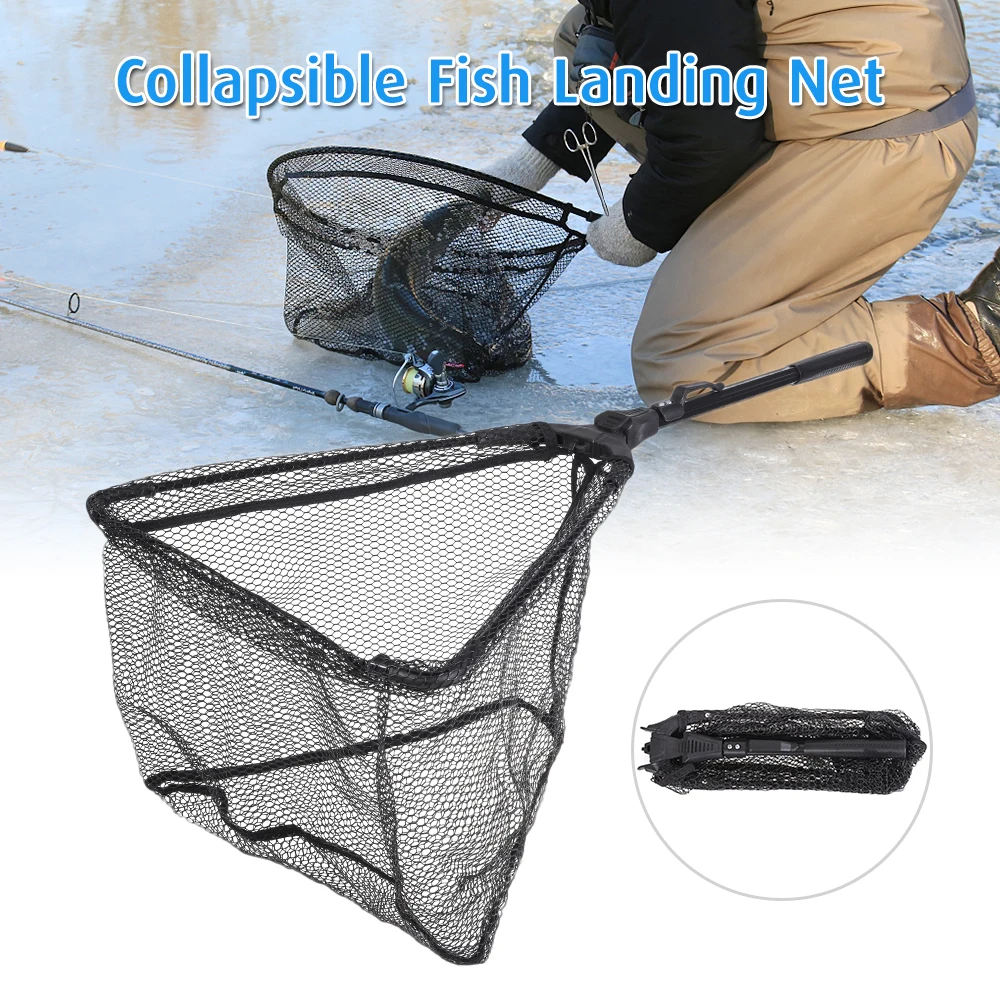 

Folding Fish Landing Net Portable Collapsible Triangular Fly Fishing Net Fish Catching or Releasing