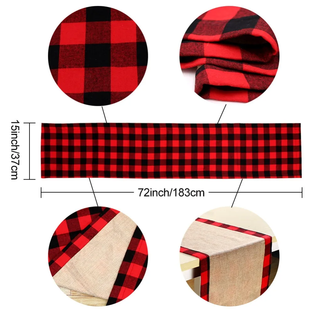 AerWo 6pcs Cotton /& Burlap Buffalo Check Placemats Waterproof Buffalo Plaid Christmas Placemats for Christmas Table Decorations Lumberjack Party Supplies