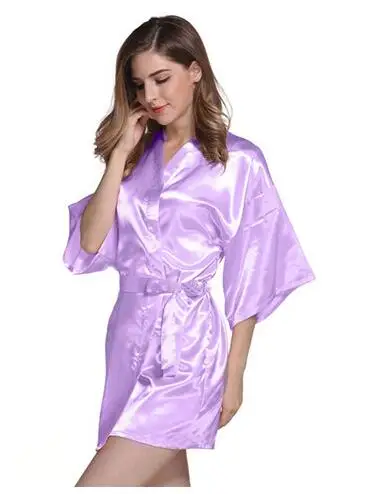 Femmes soie Satin courte Robe de nuit solide Kimono Robe mode Robe de bain Sexy Peignoir Peignoir Femme mariage mariée Robe de demoiselle d'honneur