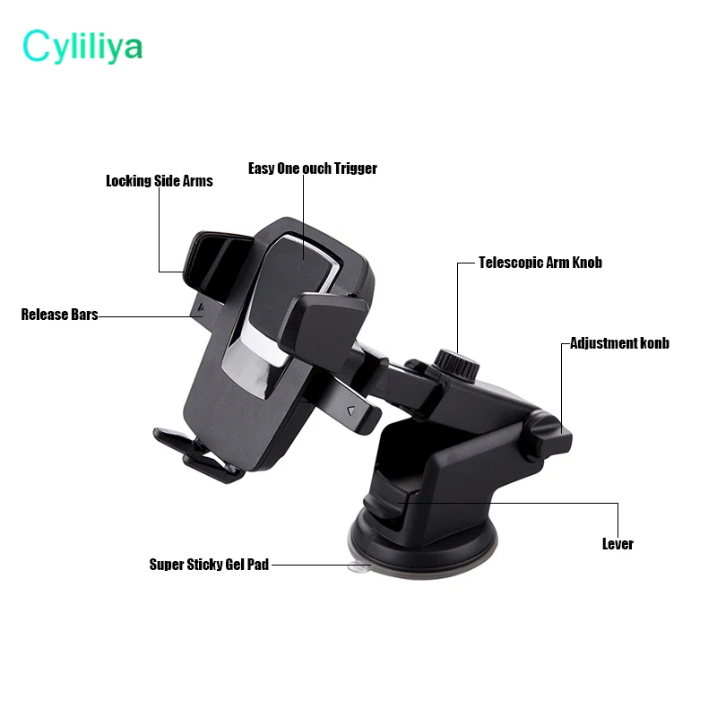 Cheap 50 Easy One Touch 3 Car Mount Universal Phone Holder 360 Degree Suction Cup Cradle Stand Holders for iPhone X Samsung S8 Note 8 1