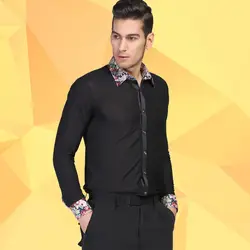 Лидер продаж; Новинка Черный вальс латинский танец куртка топ Для мужчин для латинских танцев рубашки Для мужчин бальных танцев рубашка