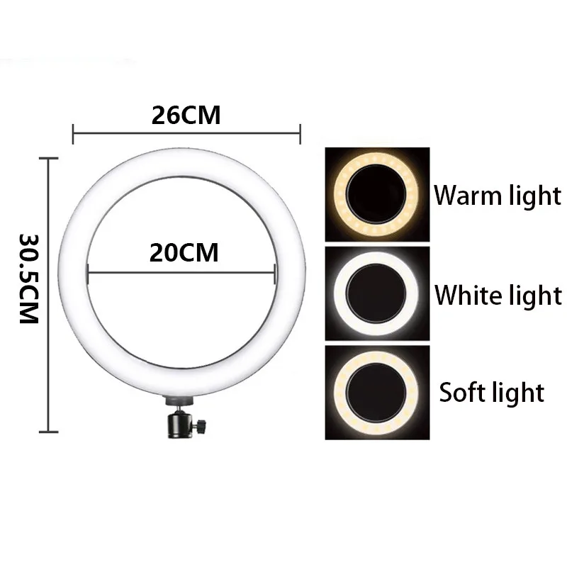 8-25CM-Photography-LED-Selfie-Ring-Light-three-speed-cold-and-warm-stepless-Lighting-Dimmable-with