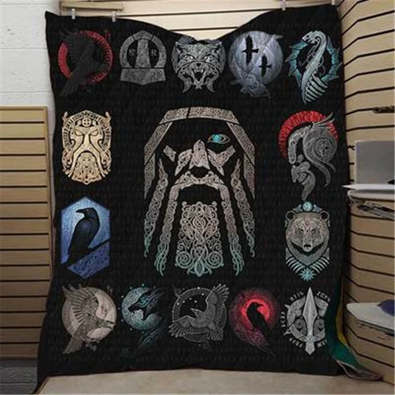 

Summer Viking Print Quilt For Kids School Adults Bed Soft Warm Thin Blanket Cotton Quilt King Size Wholesale Custom Pattern