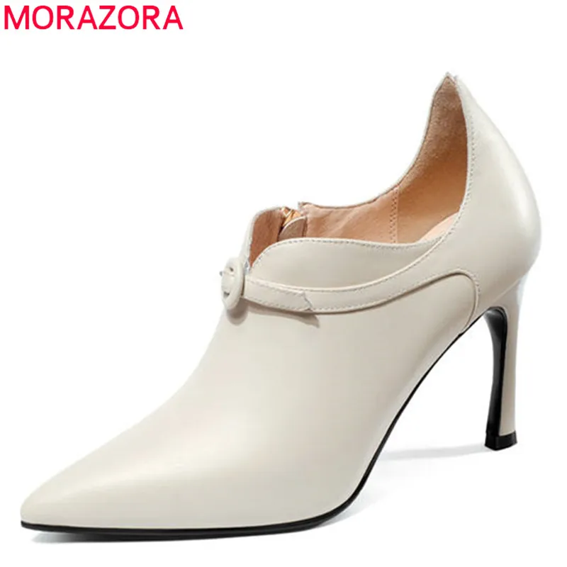

MORAZORA 2020 new arrival women pumps pointed toe spring summer ladies shoes genuine leather party shoes high heels shoes woman