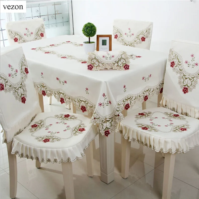 Скатерть с цветочной вышивкой из полиэстера|embroidered table cloth|table cloth coverembroidery tablecloth |