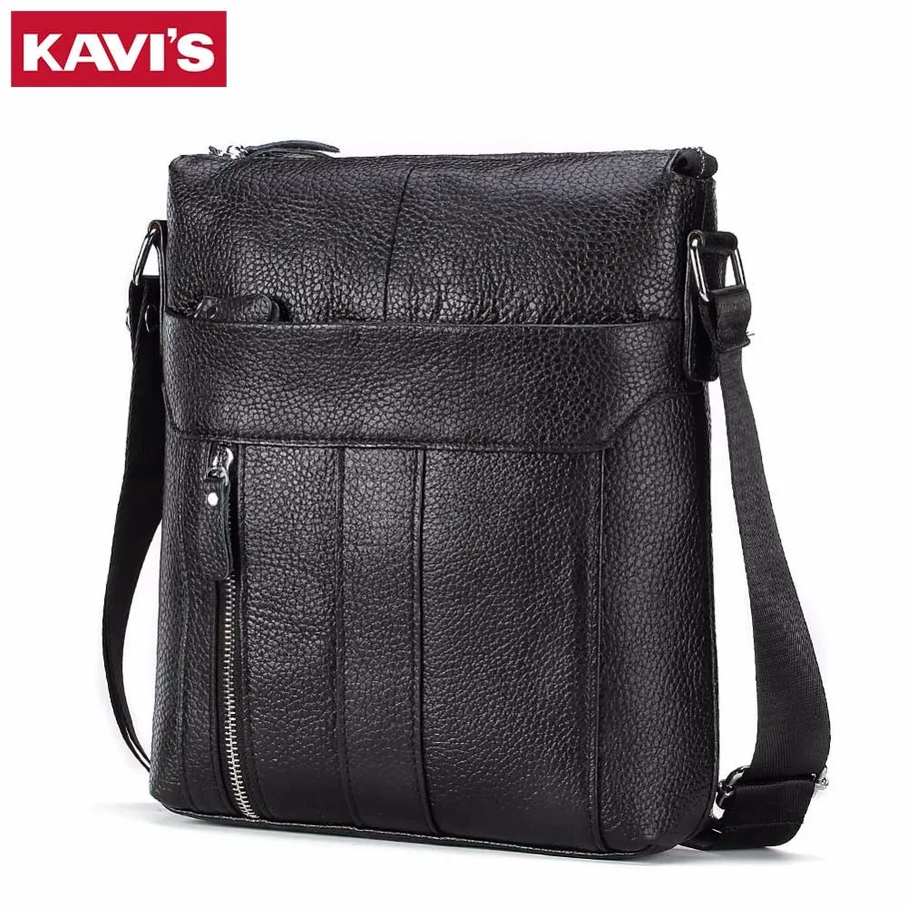 

KAVIS Genuine Leather Messenger Bag Men Shoulder Crossbody Handbag Male Small Hand Obag Bolsas Sac Sling Chest Briefcase Baobao