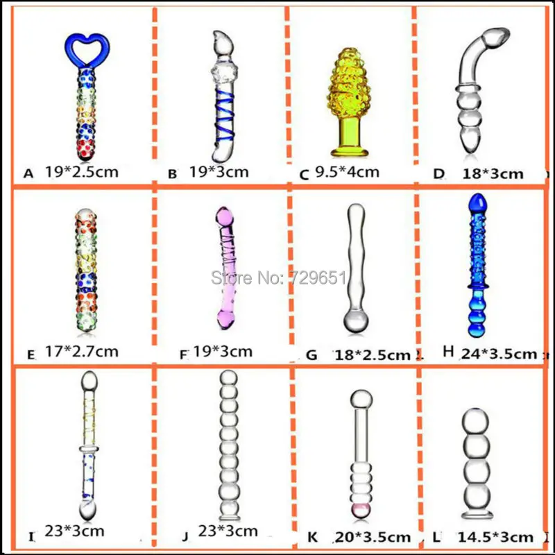 Wholesale 12Pcslot Glass Didlo Anal Butt Plug Crystal -1050