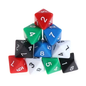 

10pcs 8 Sided Acrylic Number Dice Board Game Accessories
