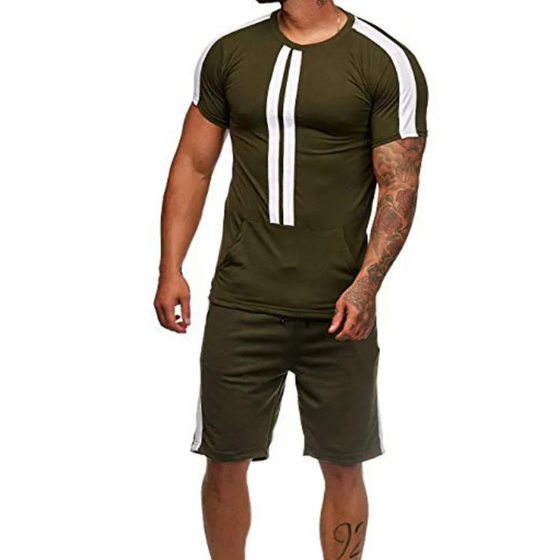 Vertvie мужской повседневный спортивный костюм летний пуловер с круглым вырезом футболки шорты для бега спортивный комплект высокого качества