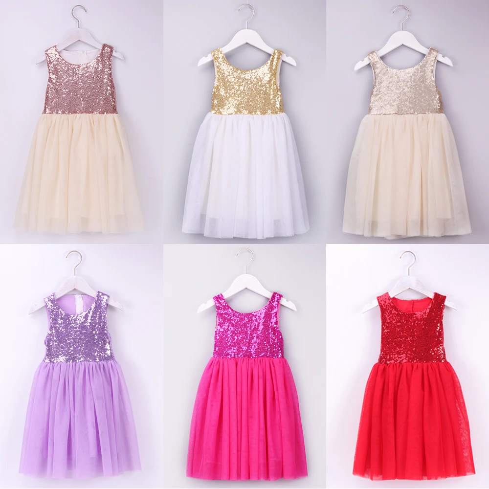 

Flower Girls Dress Girls Sequin Dress Toddler Kids Party Sparkle Glitter Tutu Dress Birthday Summer Dress Rose Gold