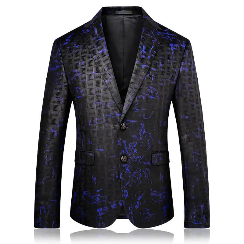 Printed Mens Blazer Jacket High Street Fashion Slim Fit Blazer