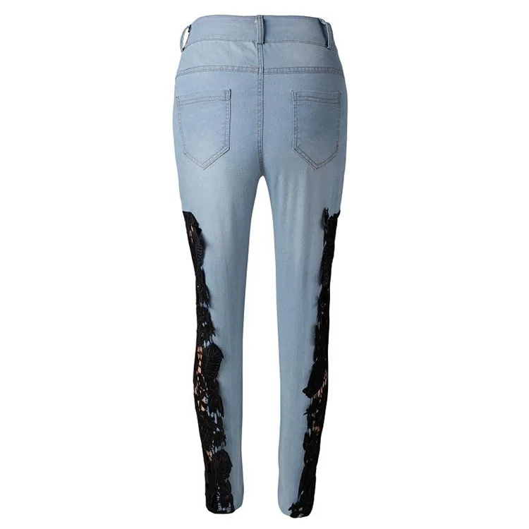 YGYEEG сексуальные кружевные женские джинсы с карманами, длинные джинсовые брюки-карандаш, женские джинсы с цветочным принтом, женские джеггинсы размера плюс S-XXXL, белые, черные