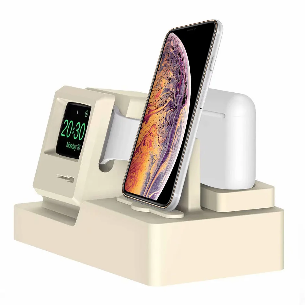 Мягкий силиконовый силикагель Смарт часы Подставка для зарядки 3 в 1 Apple Watch 4 Iphone XS