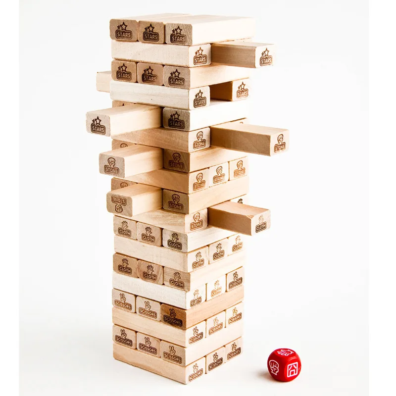 JENGA Board Game 54 PCS Environmental Protection Wood Funny Games For