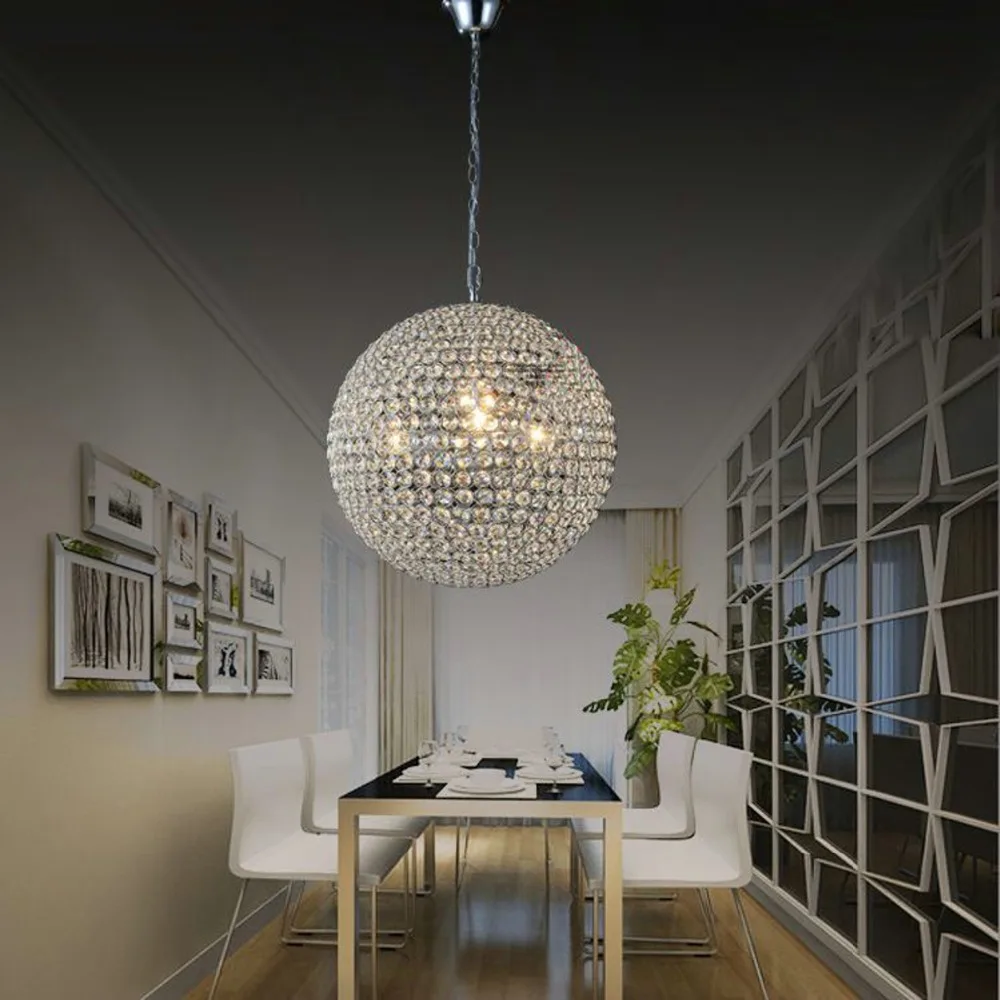 Modern stainless steel crystal ball pendant lamp High power led lamps